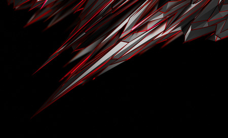 Abstract 3d rendering of chaotic surface. Background with futuristic polygonal shape. Noisy low poly metallic object.の写真素材