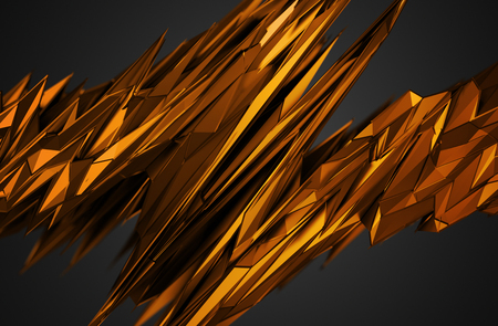 Abstract 3d rendering of chaotic surface. Background with futuristic polygonal shape. Noisy low poly glossy object.の写真素材