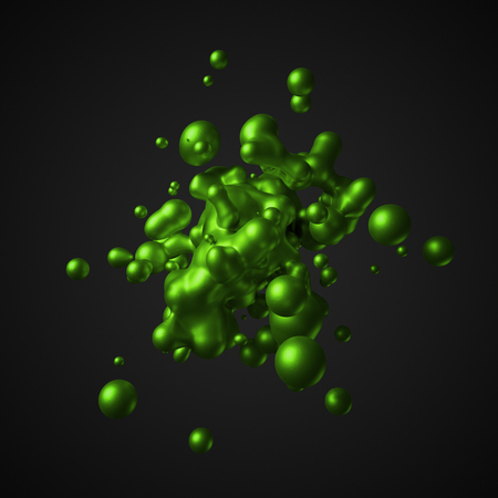 Abstract 3d rendering of chaotic liquid in empty space. Background with dynamic fluid splash. Design element.の写真素材
