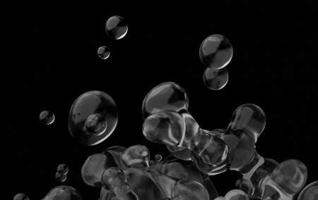 Abstract 3d rendering of chaotic liquid in empty space. Background with dynamic fluid splash. Design element.の写真素材