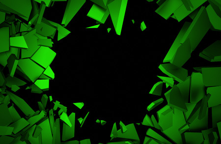 Abstract 3d rendering of cracked surface. Background with broken shape. Wall destruction. Explosion with debris.の写真素材