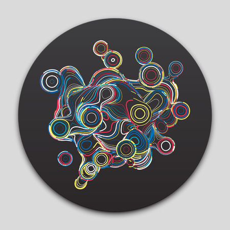 Vector abstract background. Illustration of abstract colored lines. Background design for banner, poster, flyer. Colorful curved lines in circle background.のイラスト素材