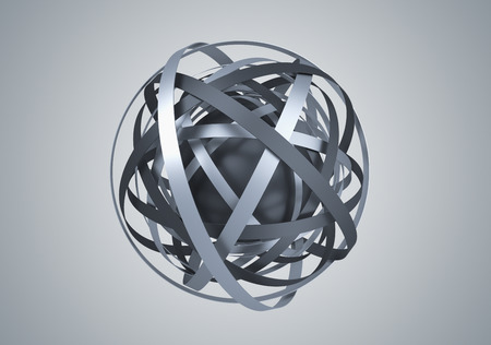 Abstract 3d rendering of sphere with rings in empty space. Futuristic shape. Surreal background.の写真素材