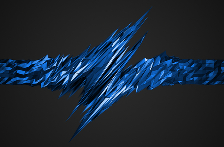 Abstract 3d rendering of chaotic surface. Background with futuristic polygonal shape. Noisy low poly glossy object.の写真素材