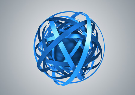 Abstract 3d rendering of sphere with rings in empty space. Futuristic shape. Surreal background.の写真素材