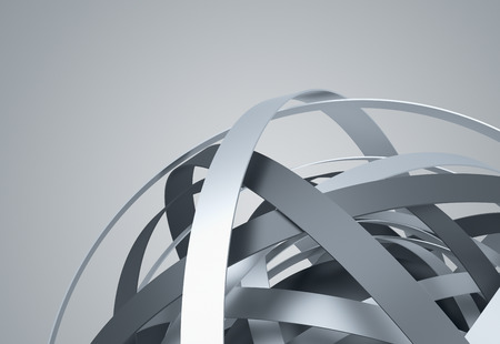 Abstract 3d rendering of sphere with rings in empty space. Futuristic shape. Surreal background.の写真素材