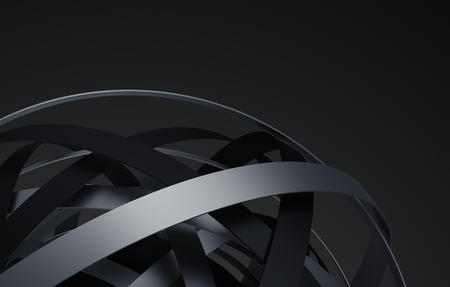 Abstract 3d rendering of sphere with rings in empty space. Futuristic shape. Surreal background.の写真素材