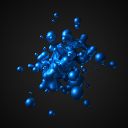 Abstract 3d rendering of chaotic liquid in empty space. Background with dynamic fluid splash. Design element.の写真素材