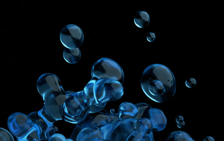 Abstract 3d rendering of chaotic liquid in empty space. Background with dynamic fluid splash. Design element.の写真素材