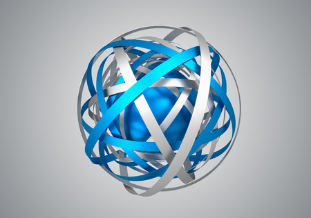 Abstract 3d rendering of sphere with rings in empty space. Futuristic shape. Surreal background.の写真素材
