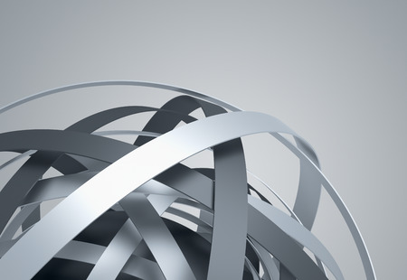 Abstract 3d rendering of sphere with rings in empty space. Futuristic shape. Surreal background.の写真素材
