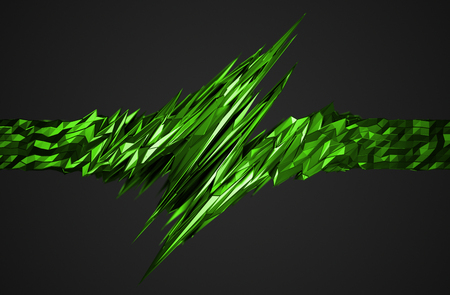 Abstract 3d rendering of chaotic surface. Background with futuristic polygonal shape. Noisy low poly glossy object.の写真素材