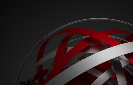 Abstract 3d rendering of sphere with rings in empty space. Futuristic shape. Surreal background.の写真素材