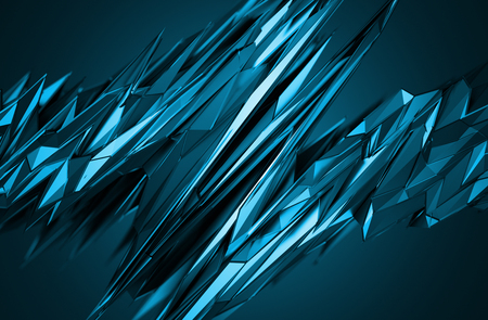 Abstract 3d rendering of chaotic surface. Background with futuristic polygonal shape. Noisy low poly glossy object.の写真素材