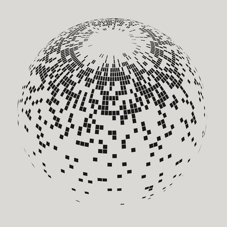 Vector sphere with squares. Illustration of abstract sphere with black squares. Background design for banner, poster, flyer.のイラスト素材