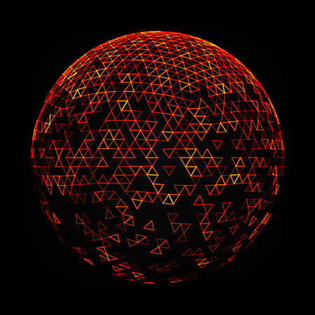 Vector polygonal background. Illustration of abstract background with low poly sphere. Abstract design for banner, poster, flyer.のイラスト素材