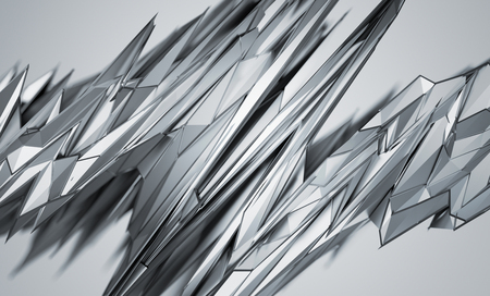Abstract 3d rendering of chaotic surface. Background with futuristic polygonal shape. Noisy low poly metallic object.の写真素材