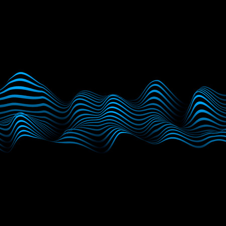 Abstract illustration with wavy lines on black background. Pattern design for poster, cover,  placardのイラスト素材