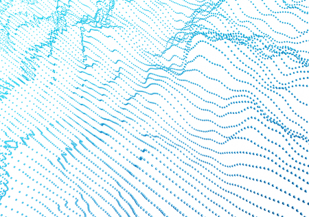 Abstract 3d rendering of waves with particles on white background. Futuristic background with lines of many low poly spheres. Design for poster, cover,  placardの写真素材