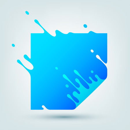 illustration with abstract blue square. Abstract splash, liquid shape. Background for poster, cover, placard. designのイラスト素材