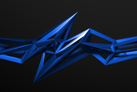 Abstract 3d rendering of chaotic surface. Background with futuristic polygonal shape. Poster with low poly object.の写真素材