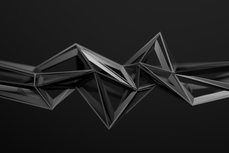 Abstract 3d rendering of chaotic surface. Background with futuristic polygonal shape. Poster with low poly object.の写真素材