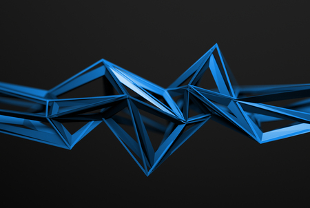 Abstract 3d rendering of chaotic surface. Background with futuristic polygonal shape. Poster with low poly object.の写真素材