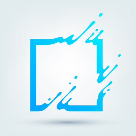 Vector illustration of abstract blue square. Abstract splash, liquid shape. Background for poster, cover, banner, placard. designのイラスト素材