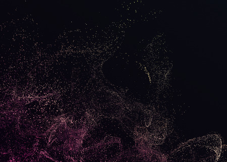 Abstract 3d rendering of chaotic particles. Flying cubes in empty space. Dynamic shape. Futuristic background. Poster design.の写真素材