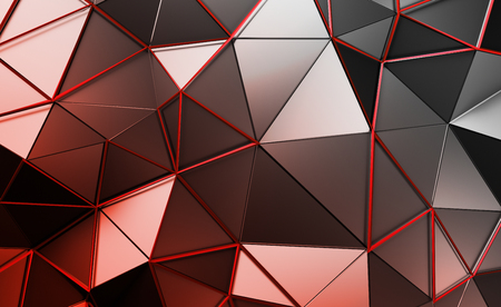 Abstract 3d rendering of triangulated surface. Contemporary background. Futuristic polygonal shape. Distorted low poly backdrop with sharp lines.の写真素材