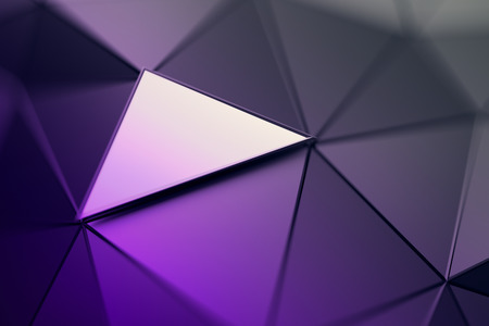 Abstract 3d rendering of triangulated surface. Contemporary background. Futuristic polygonal shape. Distorted low poly backdrop with sharp lines.の写真素材