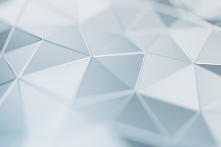 Abstract 3d rendering of triangulated surface. Contemporary background. Futuristic polygonal shape. Distorted low poly backdrop with sharp lines.の写真素材