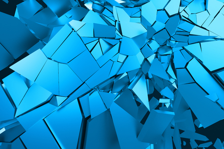 Abstract 3d rendering of cracked surface. Background with broken shape. Wall destruction. Bursting with debris. Modern cgi illustration. Design for poster, banner, placard, cover, print.の写真素材