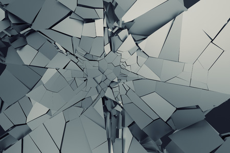 Abstract 3d rendering of cracked surface. Background with broken shape. Wall destruction. Bursting with debris. Modern cgi illustration. Design for poster, banner, placard, cover, print.の写真素材