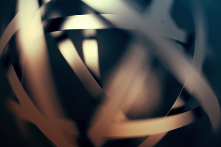 Abstract 3d rendering of futuristic background with bokeh, depth of field effect. Blurred intersecting lines. Contemporary design for poster, banner, placard, cover, print. Modern cgi illustration.の写真素材
