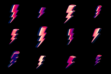 Illustration of lightning symbols. Abstract 3d redering. Background design for poster, banner, placard.の写真素材