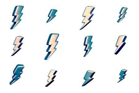 Illustration of lightning symbols. Abstract 3d redering. Background design for poster, banner, placard.の写真素材