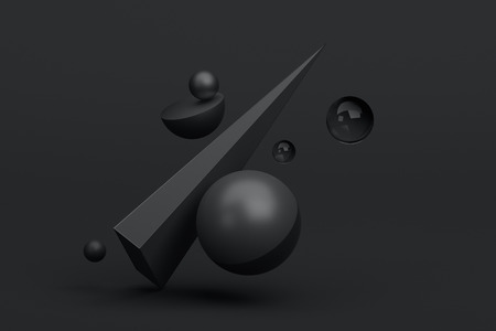 Abstract 3d rendering of geometric shapes. Composition with spheres. Modern background design for poster, cover, branding, banner, placard.の写真素材
