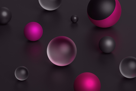 Abstract 3d rendering of geometric shapes. Composition with spheres. Modern background design for poster, cover, branding, banner, placard.の写真素材