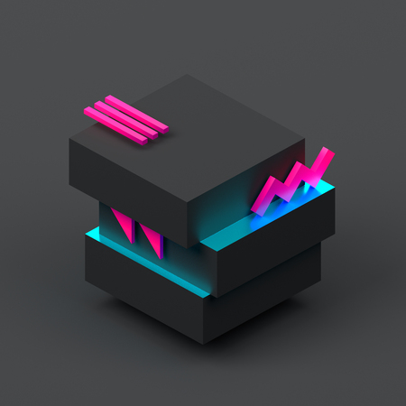 Abstract 3d rendering of geometric shapes. Modern background design for poster, cover, branding, banner, placard.の写真素材
