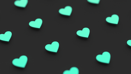 Abstract 3d rendering of heart shapes. Love symbol, modern Valentine's day background design for poster, cover, branding, bannerの写真素材