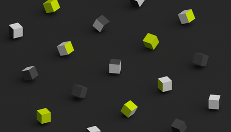Abstract 3d rendering of geometric shapes. Computer generated minimalistic background with cubes....