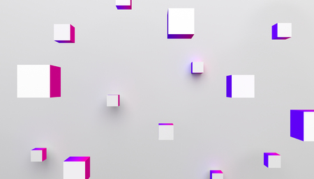 Abstract 3d rendering of geometric shapes. Modern colorful background with cubes. Minimalistic design for poster, cover, branding, banner, placard.の写真素材