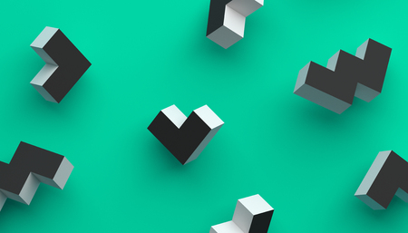 Abstract 3d rendering of geometric shapes. Modern background with simple forms. Minimalistic design for poster, cover, branding, banner, placard.の写真素材