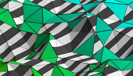 Abstract 3d rendering of triangulated surface. Modern background. Futuristic polygonal shape. Low poly minimalistic design for poster, cover, branding, banner, placard.の写真素材
