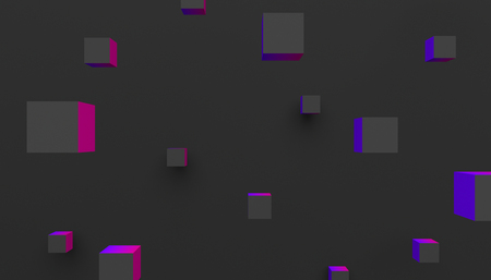 Abstract 3d rendering of geometric shapes. Modern colorful background with cubes. Minimalistic design for poster, cover, branding, banner, placard.の写真素材