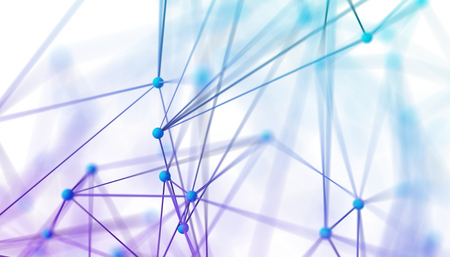Abstract 3d rendering of network concept. Modern background. Futuristic shape with spheres and lines. Design for poster, cover, branding, banner, placard.の写真素材