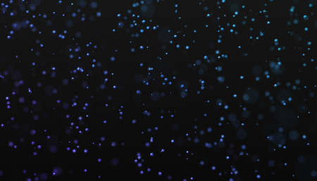 Abstract 3d rendering of chaotic low poly particles. Flying polygonal spheres in empty space. Futuristic background with bokeh effect. Poster design.の写真素材