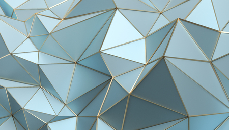 Abstract 3d rendering of triangulated surface. Modern background. Futuristic polygonal shape. Low poly minimalistic design for poster, cover, branding, banner, placard.の写真素材