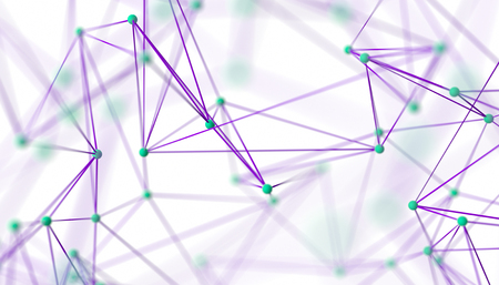 Abstract 3d rendering of network concept. Modern background. Futuristic shape with spheres and lines. Design for poster, cover, branding, banner, placard.の写真素材